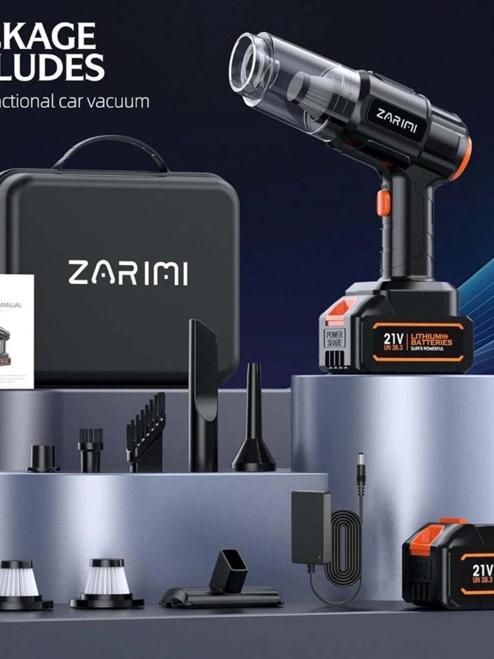 Dual Battery Portable Car Vacuum - High Power & 60min Runtime for Deep Cleaning